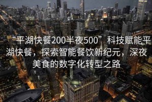 “平湖快餐200半夜500”科技賦能平湖快餐，探索智能餐飲新紀(jì)元，深夜美食的數(shù)字化轉(zhuǎn)型之路
