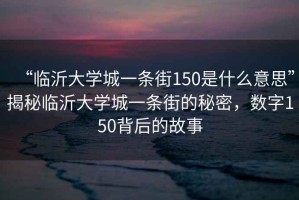 “臨沂大學(xué)城一條街150是什么意思”揭秘臨沂大學(xué)城一條街的秘密，數(shù)字150背后的故事