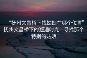 “撫州文昌橋下找姑娘在哪個(gè)位置”撫州文昌橋下的邂逅時(shí)光—尋找那個(gè)特別的姑娘