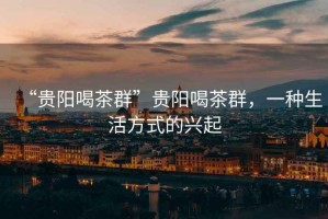 “貴陽喝茶群”貴陽喝茶群，一種生活方式的興起