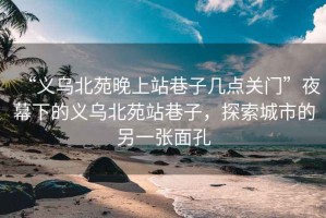 “義烏北苑晚上站巷子幾點(diǎn)關(guān)門(mén)”夜幕下的義烏北苑站巷子，探索城市的另一張面孔