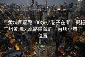 “黃埔鳳凰路100塊小巷子在哪”揭秘廣州黃埔鳳凰路隱藏的一百塊小巷子位置