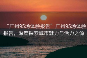 “廣州95場體驗報告”廣州95場體驗報告，深度探索城市魅力與活力之源