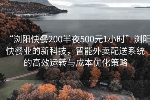 “瀏陽快餐200半夜500元1小時”瀏陽快餐業(yè)的新科技，智能外賣配送系統(tǒng)的高效運(yùn)轉(zhuǎn)與成本優(yōu)化策略