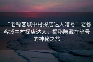 “老鏢客城中村探店達(dá)人暗號(hào)”老鏢客城中村探店達(dá)人，揭秘隱藏在暗號(hào)的神秘之旅