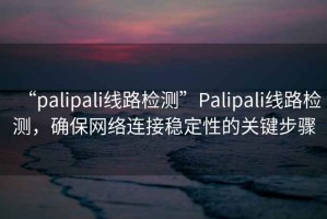“palipali線路檢測”Palipali線路檢測，確保網(wǎng)絡(luò)連接穩(wěn)定性的關(guān)鍵步驟