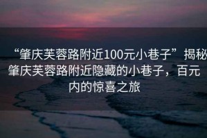 “肇慶芙蓉路附近100元小巷子”揭秘肇慶芙蓉路附近隱藏的小巷子，百元內(nèi)的驚喜之旅