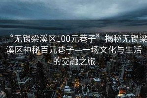 “無錫梁溪區(qū)100元巷子”揭秘無錫梁溪區(qū)神秘百元巷子—一場文化與生活的交融之旅