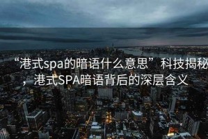 “港式spa的暗語什么意思”科技揭秘，港式SPA暗語背后的深層含義