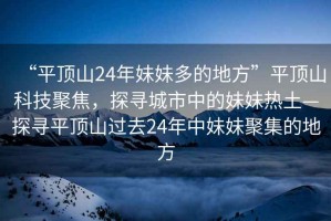 “平頂山24年妹妹多的地方”平頂山科技聚焦，探尋城市中的妹妹熱土—探尋平頂山過去24年中妹妹聚集的地方