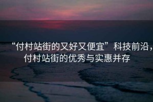 “付村站街的又好又便宜”科技前沿，付村站街的優(yōu)秀與實(shí)惠并存