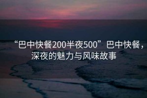 “巴中快餐200半夜500”巴中快餐，深夜的魅力與風(fēng)味故事