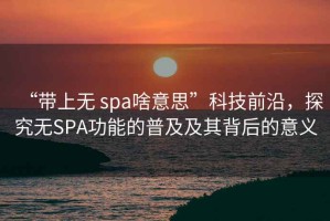 “帶上無 spa啥意思”科技前沿，探究無SPA功能的普及及其背后的意義