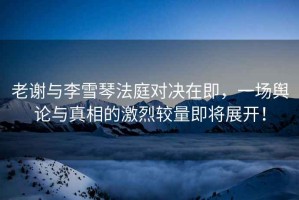 老謝與李雪琴法庭對決在即，一場輿論與真相的激烈較量即將展開！