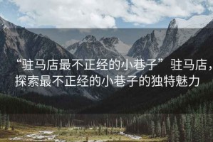 “駐馬店最不正經(jīng)的小巷子”駐馬店，探索最不正經(jīng)的小巷子的獨(dú)特魅力