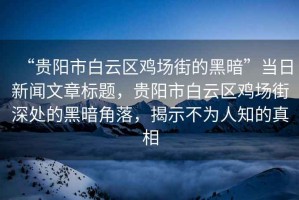 “貴陽市白云區(qū)雞場街的黑暗”當(dāng)日新聞文章標(biāo)題，貴陽市白云區(qū)雞場街深處的黑暗角落，揭示不為人知的真相