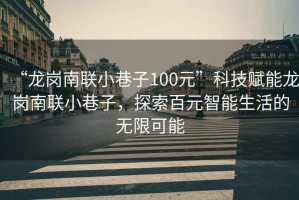“龍崗南聯(lián)小巷子100元”科技賦能龍崗南聯(lián)小巷子，探索百元智能生活的無(wú)限可能