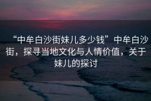 “中牟白沙街妹兒多少錢”中牟白沙街，探尋當(dāng)?shù)匚幕c人情價值，關(guān)于妹兒的探討