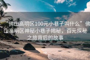 “佛山高明區(qū)100元小巷子叫什么”佛山高明區(qū)神秘小巷子揭秘，百元探秘之旅背后的故事
