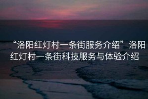 “洛陽紅燈村一條街服務介紹”洛陽紅燈村一條街科技服務與體驗介紹