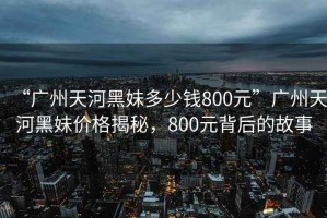 “廣州天河黑妹多少錢800元”廣州天河黑妹價格揭秘，800元背后的故事