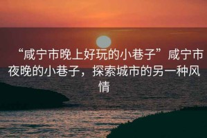 “咸寧市晚上好玩的小巷子”咸寧市夜晚的小巷子，探索城市的另一種風情