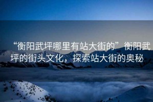 “衡陽武坪哪里有站大街的”衡陽武坪的街頭文化，探索站大街的奧秘