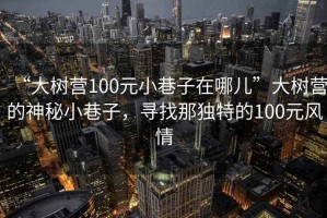 “大樹營(yíng)100元小巷子在哪兒”大樹營(yíng)的神秘小巷子，尋找那獨(dú)特的100元風(fēng)情