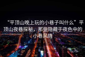 “平頂山晚上玩的小巷子叫什么”平頂山夜巷探秘，那些隱藏于夜色中的小巷風情