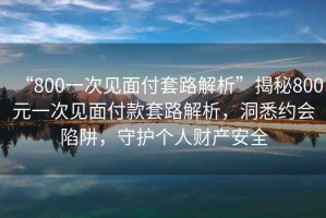 “800一次見面付套路解析”揭秘800元一次見面付款套路解析，洞悉約會陷阱，守護個人財產(chǎn)安全