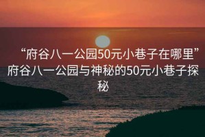 “府谷八一公園50元小巷子在哪里”府谷八一公園與神秘的50元小巷子探秘