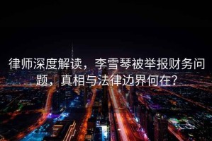 律師深度解讀，李雪琴被舉報(bào)財(cái)務(wù)問題，真相與法律邊界何在？