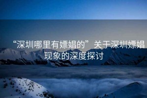 “深圳哪里有嫖娼的”關(guān)于深圳嫖娼現(xiàn)象的深度探討