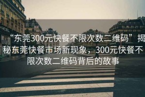 “東莞300元快餐不限次數二維碼”揭秘東莞快餐市場新現象，300元快餐不限次數二維碼背后的故事