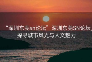 “深圳東莞sn論壇”深圳東莞SN論壇，探尋城市風(fēng)光與人文魅力