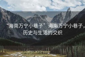 “海南萬寧小巷子”海南萬寧小巷子，歷史與生活的交織