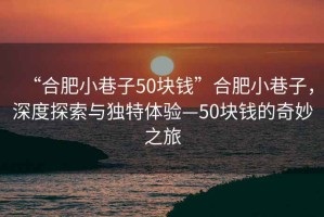 “合肥小巷子50塊錢”合肥小巷子，深度探索與獨特體驗—50塊錢的奇妙之旅
