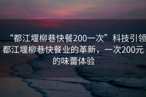 “都江堰柳巷快餐200一次”科技引領(lǐng)都江堰柳巷快餐業(yè)的革新，一次200元的味蕾體驗(yàn)
