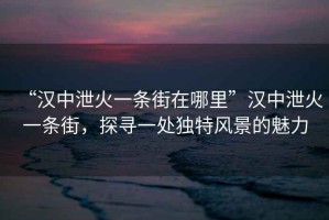 “漢中泄火一條街在哪里”漢中泄火一條街，探尋一處獨(dú)特風(fēng)景的魅力