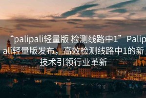 “palipali輕量版 檢測線路中1”Palipali輕量版發(fā)布，高效檢測線路中1的新技術(shù)引領行業(yè)革新