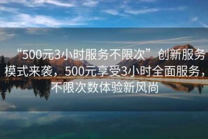 “500元3小時服務(wù)不限次”創(chuàng)新服務(wù)模式來襲，500元享受3小時全面服務(wù)，不限次數(shù)體驗(yàn)新風(fēng)尚