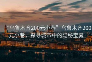 “烏魯木齊200元小巷”烏魯木齊200元小巷，探尋城市中的隱秘寶藏