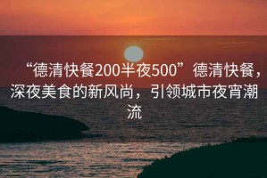 “德清快餐200半夜500”德清快餐，深夜美食的新風(fēng)尚，引領(lǐng)城市夜宵潮流