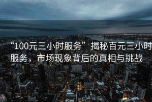“100元三小時服務(wù)”揭秘百元三小時服務(wù)，市場現(xiàn)象背后的真相與挑戰(zhàn)