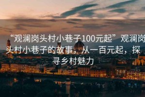 “觀瀾崗頭村小巷子100元起”觀瀾崗頭村小巷子的故事，從一百元起，探尋鄉(xiāng)村魅力
