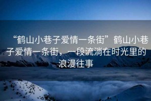 “鶴山小巷子愛情一條街”鶴山小巷子愛情一條街，一段流淌在時光里的浪漫往事