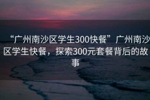 “廣州南沙區(qū)學生300快餐”廣州南沙區(qū)學生快餐，探索300元套餐背后的故事