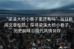 “梁溪大橋小巷子里還有嗎”當(dāng)日新聞文章標(biāo)題，探尋梁溪大橋小巷子，歷史韻味與現(xiàn)代風(fēng)情共存