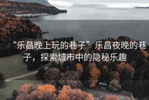 “樂昌晚上玩的巷子”樂昌夜晚的巷子，探索城市中的隱秘樂趣