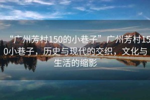 “廣州芳村150的小巷子”廣州芳村150小巷子，歷史與現(xiàn)代的交織，文化與生活的縮影